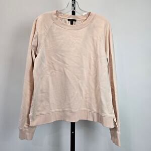 J. Crew Eyelet Back Sweatshirt‎ Sweater Pink Large J3917 Cottage Boho